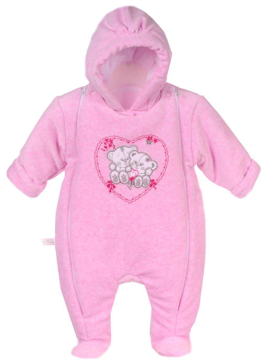 Schneeoverall Baby Wagenanzug Nickioverall Overall Schneeanzug in Rosa mit Bärchen