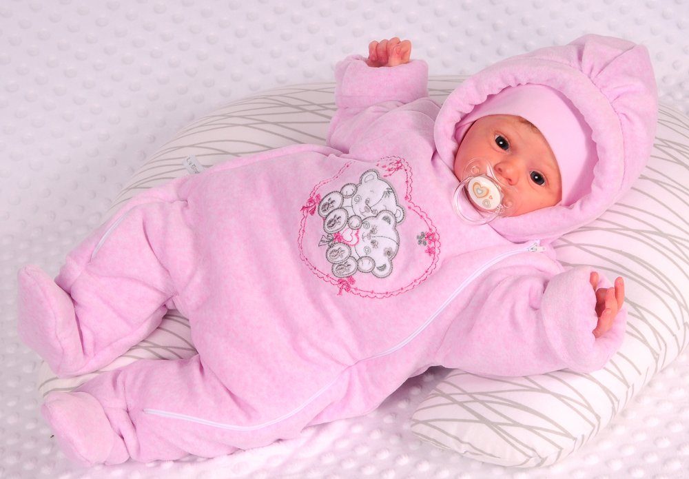 Schneeoverall Baby Wagenanzug Nickioverall Overall Schneeanzug in Rosa mit Bärchen