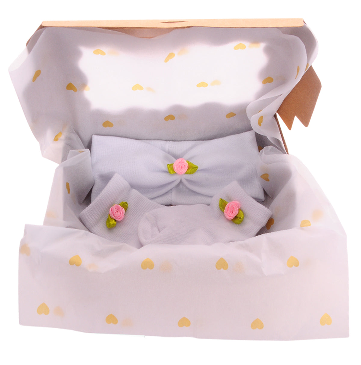 Socken und Stirnband Baby Set in Weiß festlich Erstlingsset