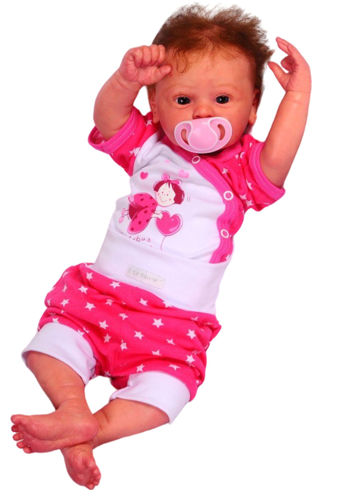 Body und Shorts Baby Anzug in Pink mit Sternen und Marienkäfer