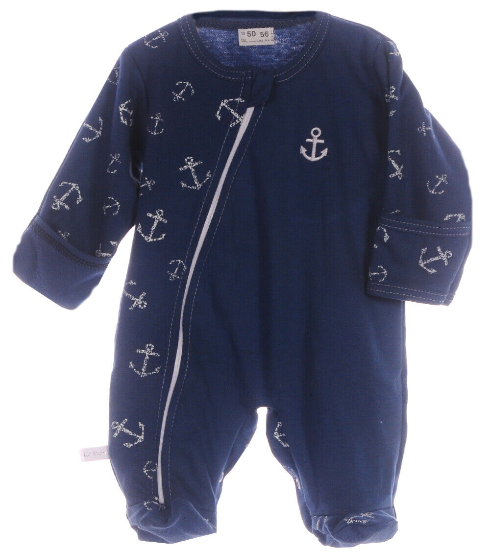 Baby Strampler in Blau mit Kratzschutz