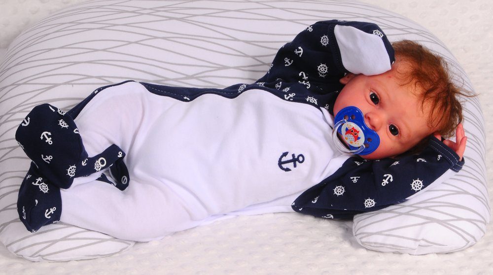 Baby Strampler Schlafanzug mit Kratzschutz und Ankermuster