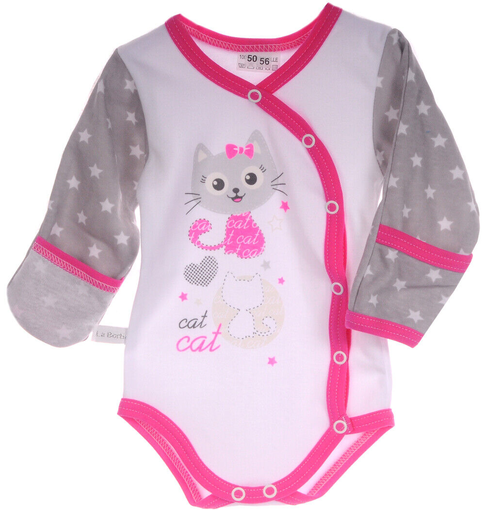 Baby Wickelbody mit Kratzschutz Body mit Katzen Aufdruck