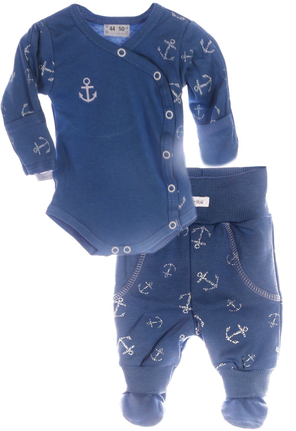 Body und Hose Baby Anzug in Blau mit Ankermuster