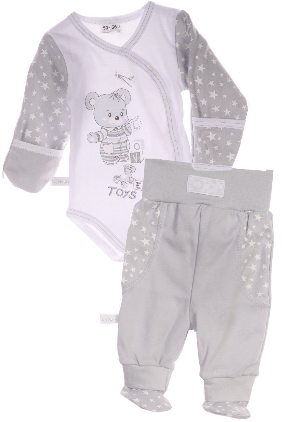 Body und Hose Baby Anzug in Grau mit Sternen und Bär