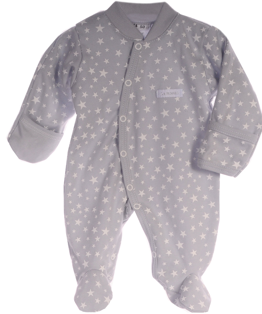 Baby Strampler Schlafanzug in Grau mit Kratzschutz