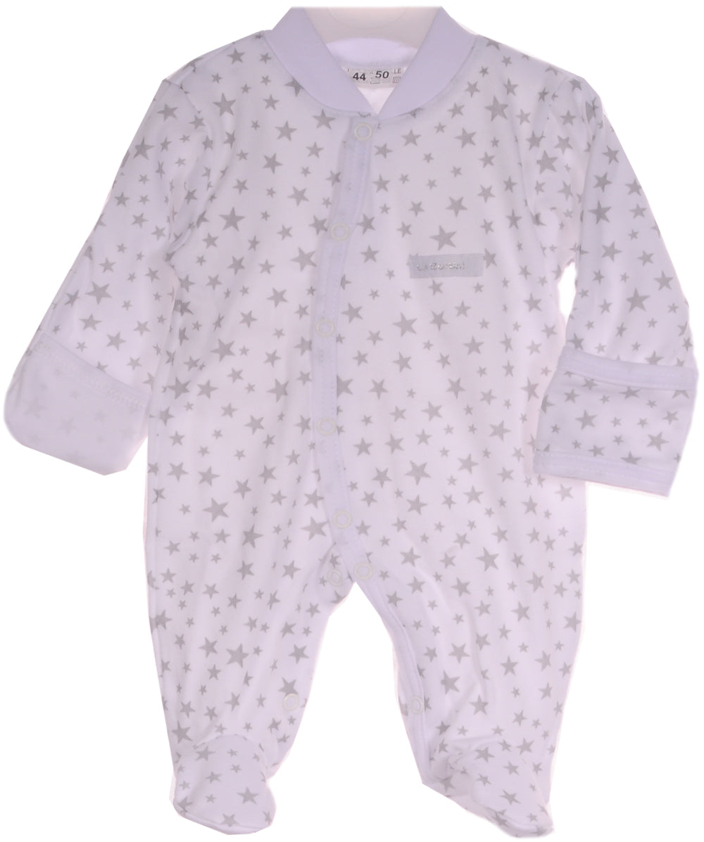 Baby Strampler Schlafanzug in Weiß mit Kratzschutz Overall