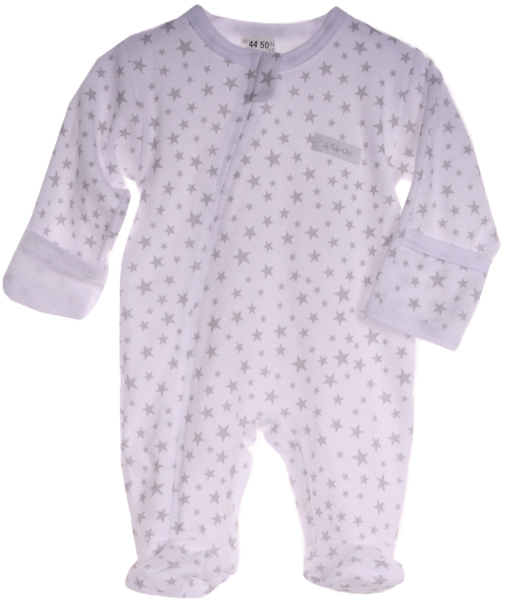 Baby Strampler Schlafanzug in Weiß mit Kratzschutz