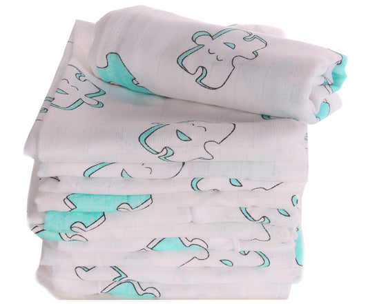Spucktücher Mullwindeln Stoffwindeln Babytücher 10er Pack mit Puzzle Muster