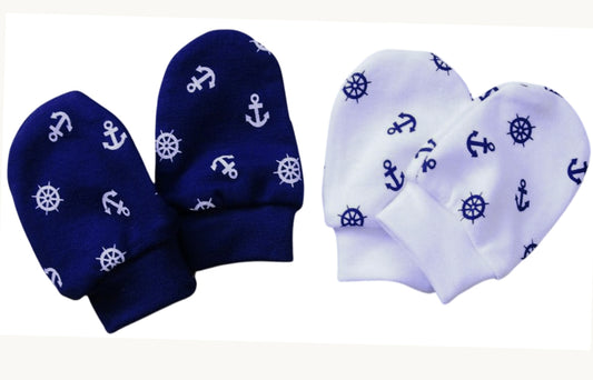 Baby Kratzfäustlinge 2er Pack mit Ankermuster