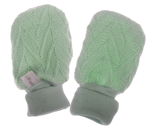 Baby Fäustlinge Strickhandschuhe aus reiner Baumwolle in Mintgrün