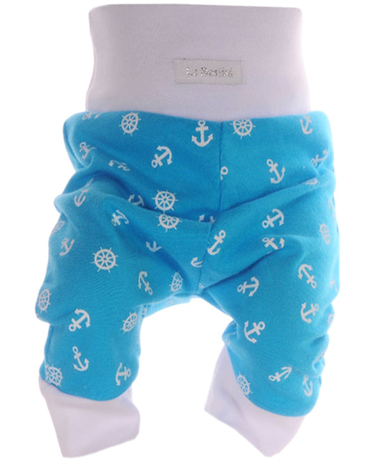Baby Hose Erstlingshose in Türkis mit Anker Muster