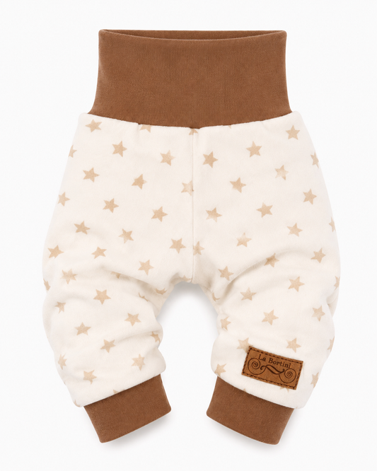 Baby Hose mit Sternen-Muster Mitwachshose creme braun