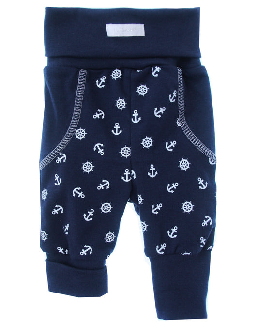 Schlupfhose Hose für Baby und Kinder in Blau mit Anker Muster