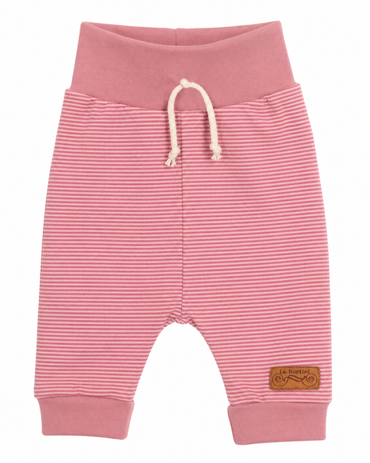 Baby Hose gestreift Mitwachshose Altrosa
