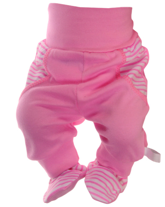 Baby Hose mit Füßchen Erstlingshose in Rosa