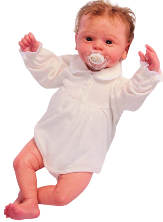 Body in Creme mit festlichm Kragen langarm Baby für Mädchen
