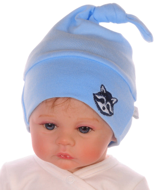 Baby Mütze Knotenmütze für Neugeborene in Hellblau