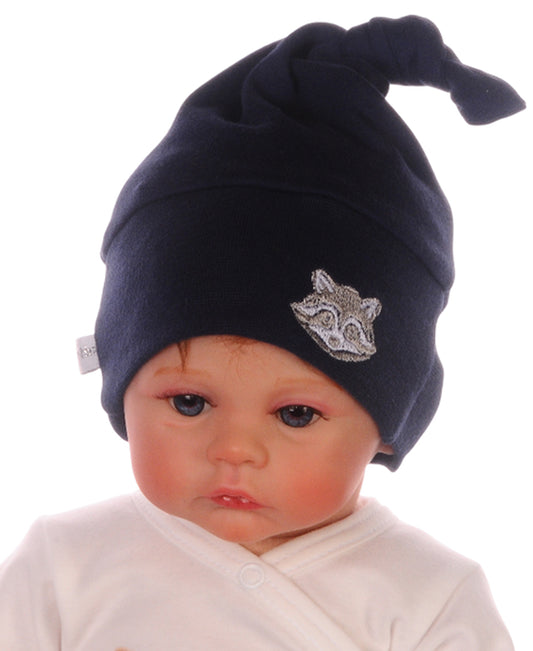 Baby Mütze Knotenmütze für Neugeborene in Dunkelblau