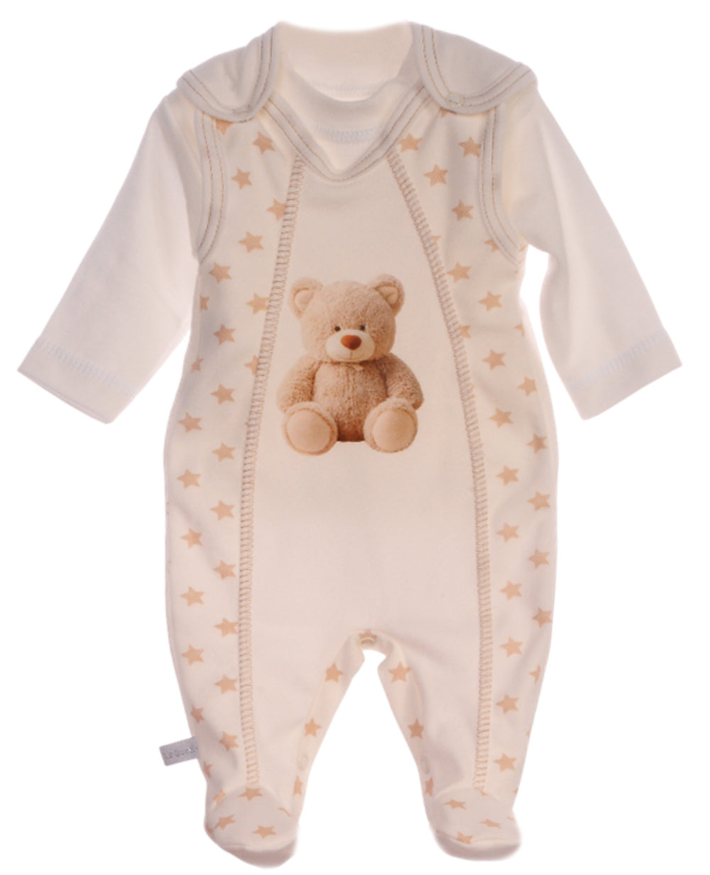 Strampler Mütze und Hemdchen Baby Anzug in Creme mit Bären