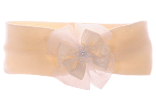 Stirnband Kopfband in Creme mit Blume