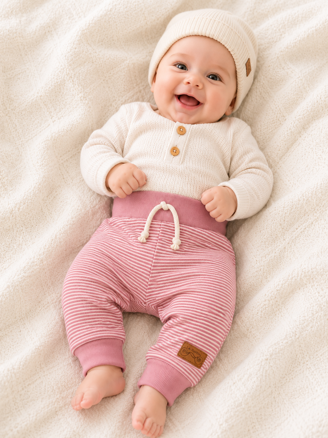Baby Hose gestreift Mitwachshose Altrosa