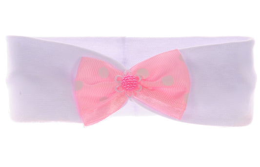 Stirnband Kopfband in Weiß mit Schleife rosa