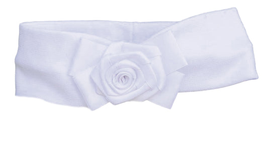 Stirnband Kopfband in Weiß mit Schleife und Blume