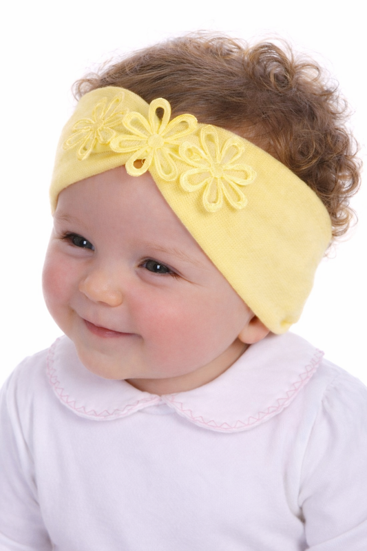 Stirnband für Babys und Kinder ab 0Mon Kopfband in Gelb mit Blumen