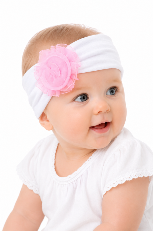 Stirnband für Babys und Kinder ab 0Mon Kopfband in Weiß Rosa