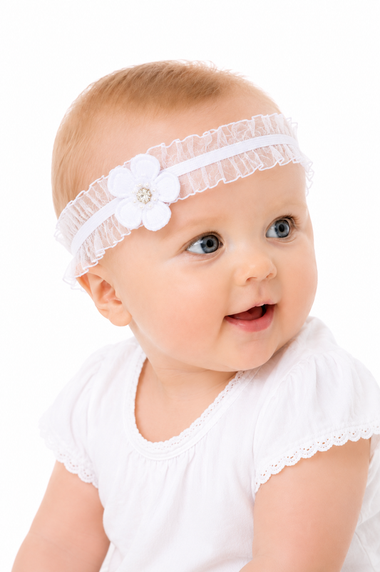 Stirnband für Babys und Kinder ab 0Mon in Weiß Taufe 4251764839672
