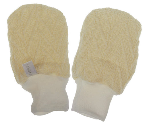 Baby Fäustlinge Strickhandschuhe aus reiner Baumwolle in Beige