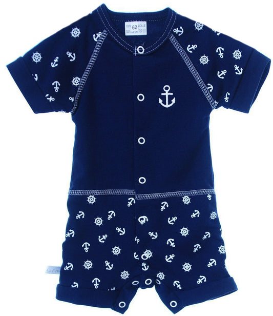 Baby Spieler Romper kurzer Strampler in Blau mit Anker Muster