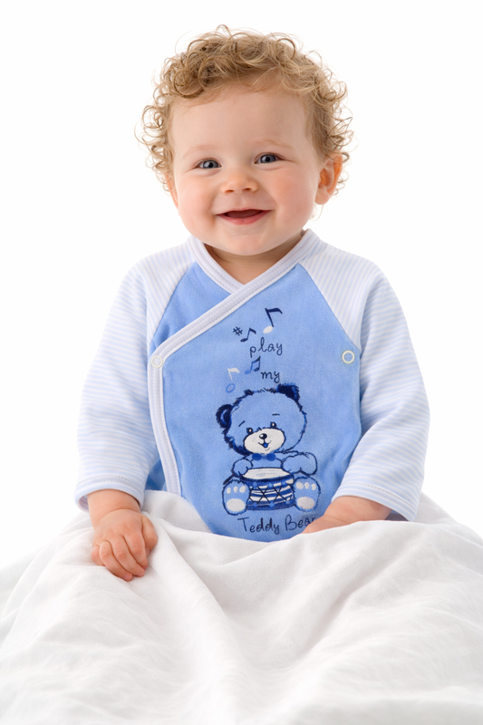 Wickelbody Erstlingsbody in Blau mit Bärchen