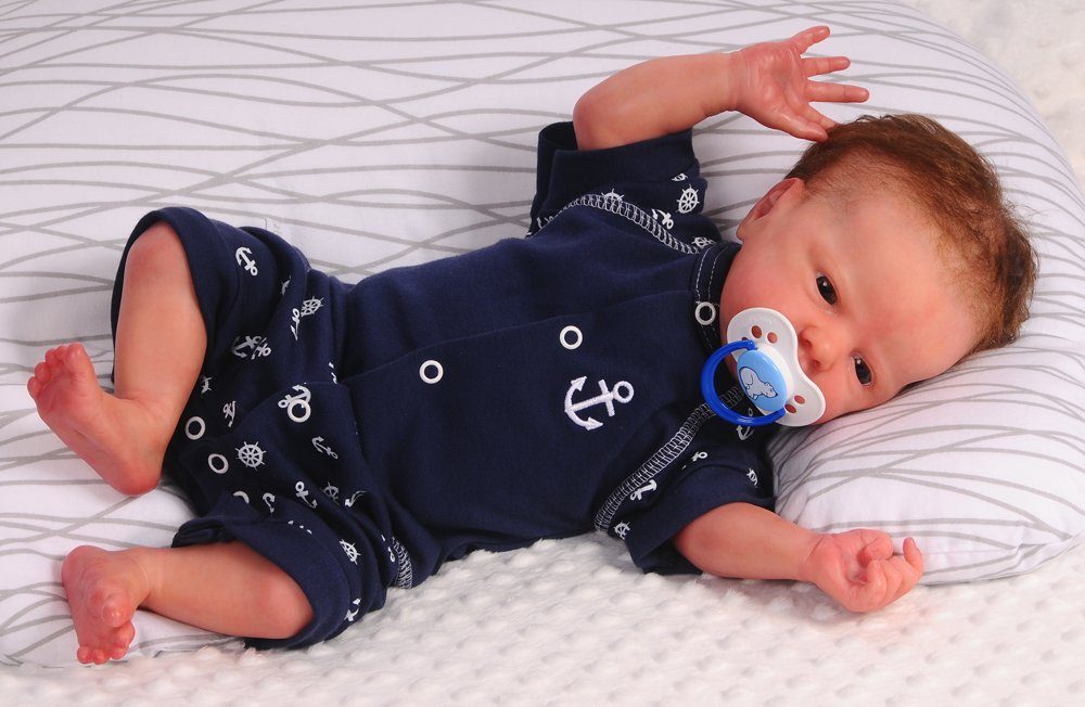 Baby Spieler Romper kurzer Strampler in Blau mit Anker Muster