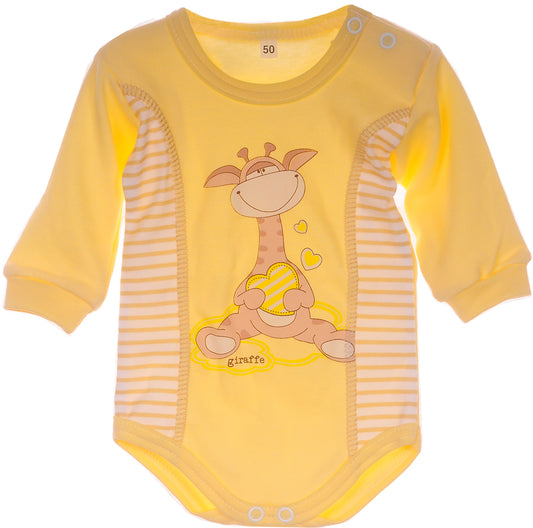 Body langarm in Gelb gestreift mit Giraffe Aufdruck