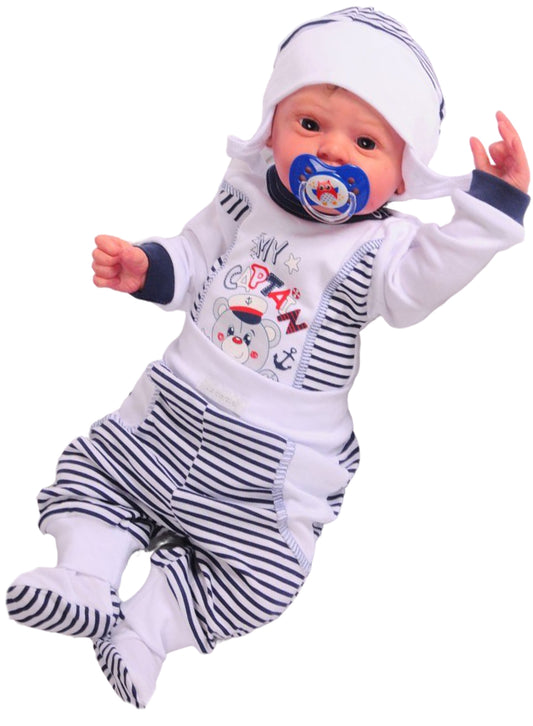 Body Hose und Mütze 3Tlg Baby Anzug gestreift