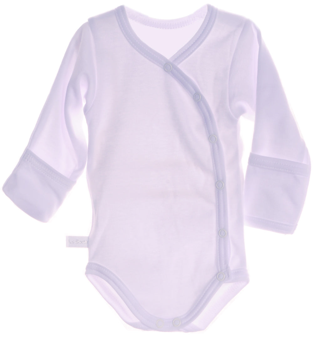 Baby Anzug 2-teilig in Weiß-Pink Strampler und Wickelbody mit Kratzschutz