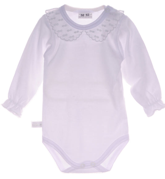 Body in Weiß mit festlichem Kragen langarm Baby Langarmbody