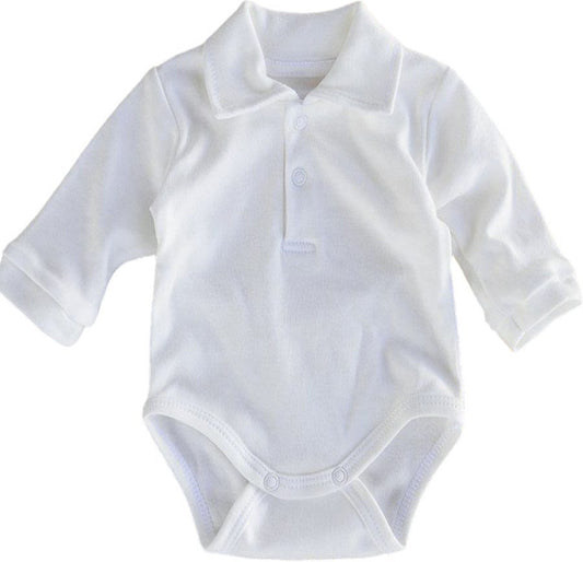 Baby Body in Creme für Jungen mit festlichm Kragen langarm