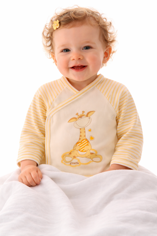 Wickelbody Erstlingsbody in Creme mit Giraffe
