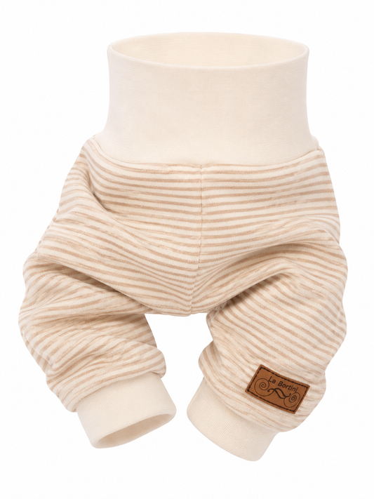 Baby Hose gestreift Mitwachshose creme