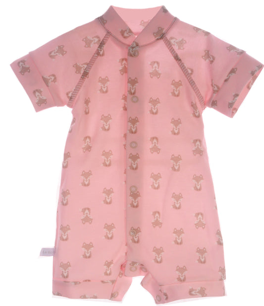 Baby Spieler Romper in Altrosa mit Fuchsen Muster