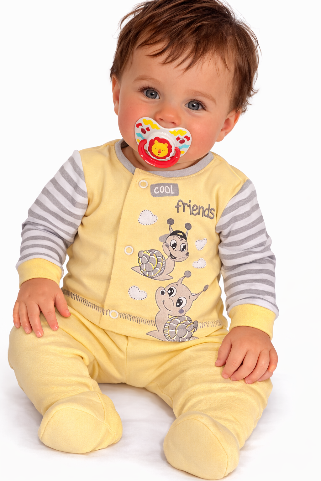 Hose Baby Anzug 2Tlg Hose und Hemdchen in Gelb mit Schnecken
