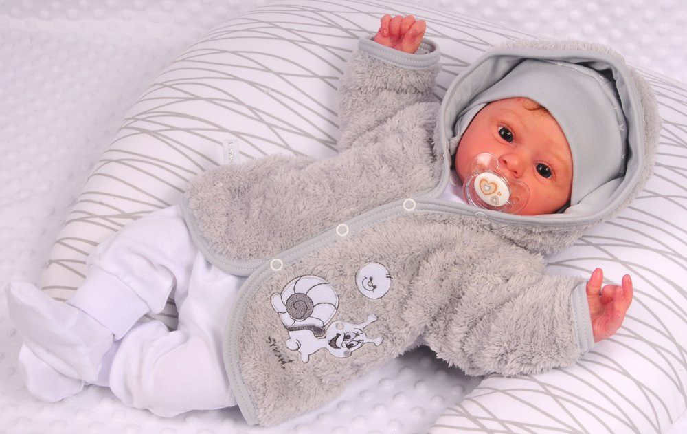 Baby Jacke in grau Fleece Jäckchen Erstlingsjacke gefüttert