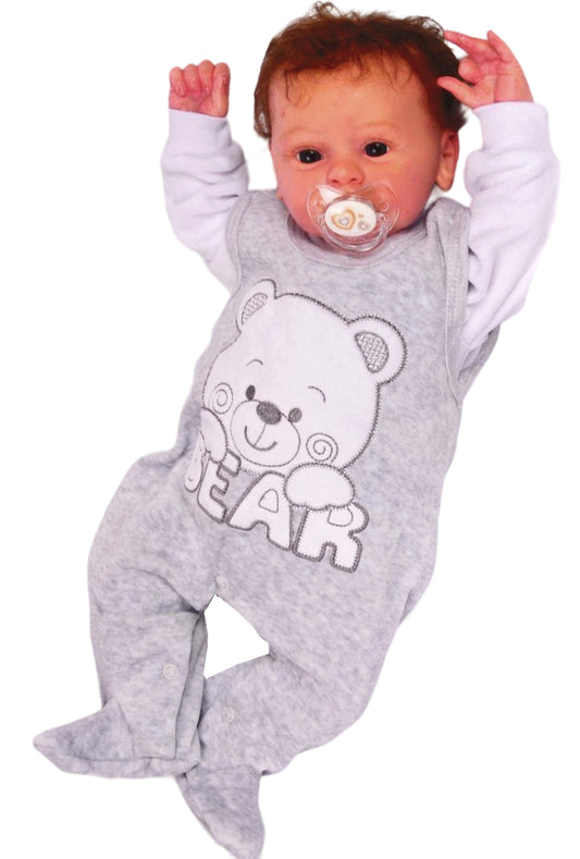 Strampler und Shirt Baby Anzug in Grau Weiß
