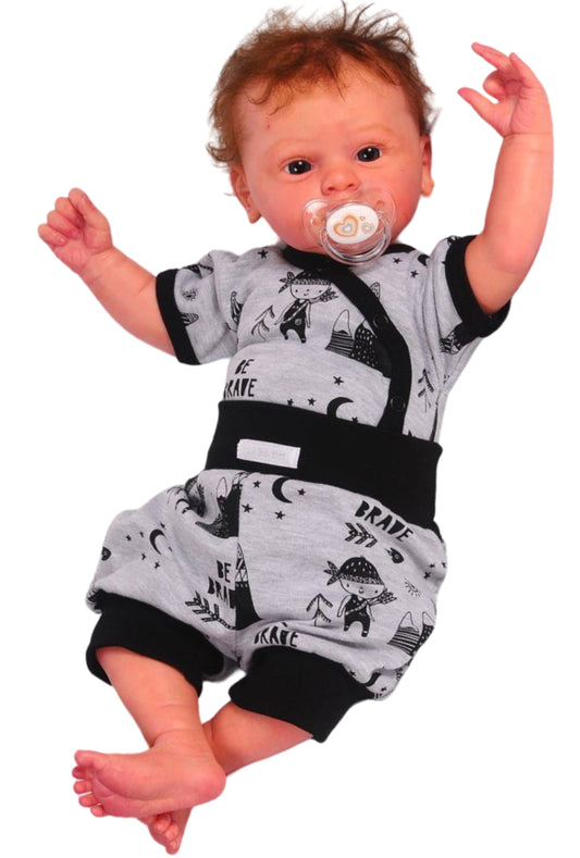 Wickelbody und Shorts Baby Anzug in Grau
