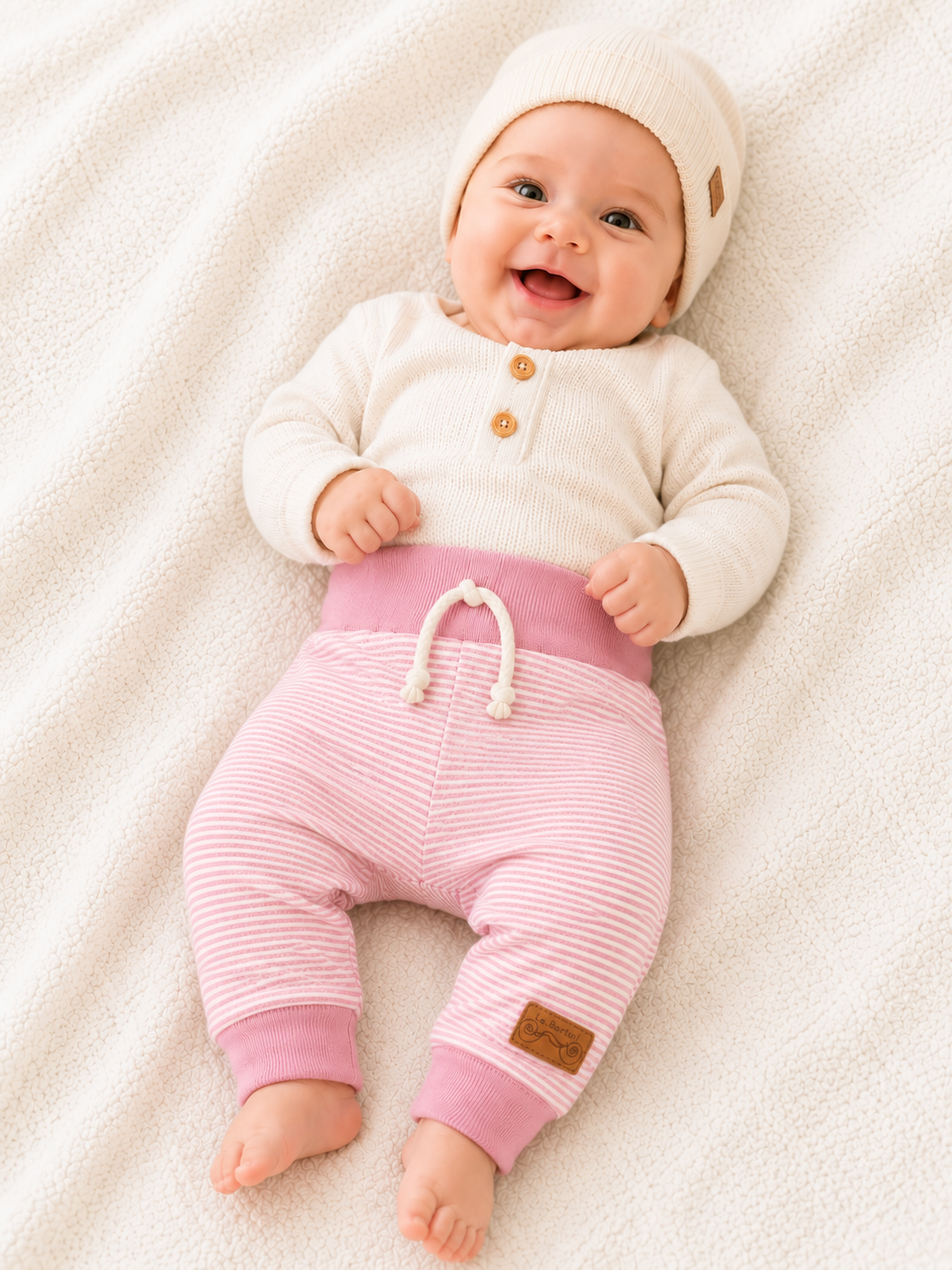 Baby Hose gestreift Mitwachshose Altrosa gestreift
