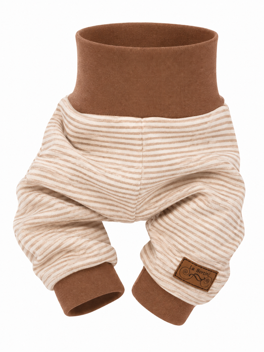 Baby Hose gestreift Mitwachshose creme braun