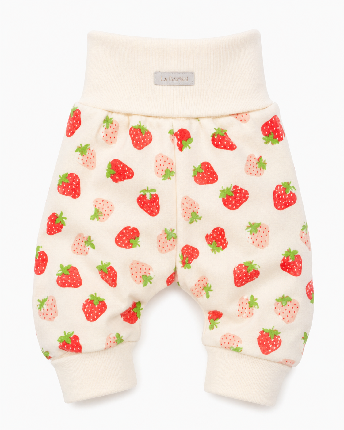 Baby Hose mit Erdbeeren Muster Mitwachshose Creme